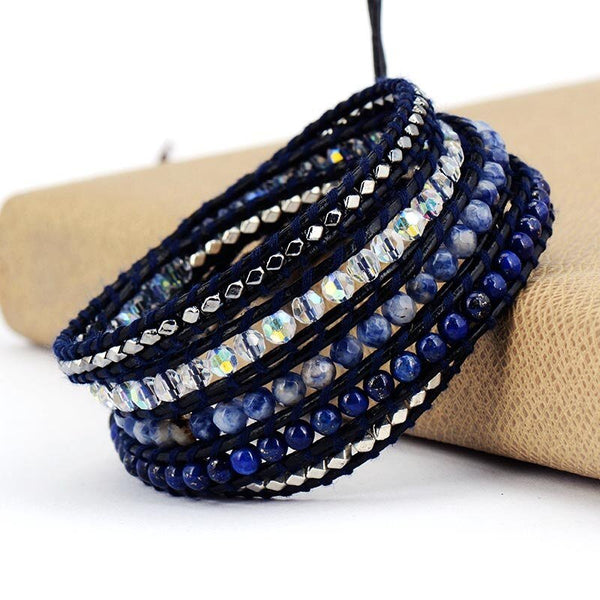 Leather beaded 5 Wrap Bracelet