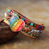 Rainbow Leather Wrap Bracelet
