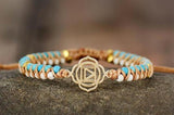 Lotus Charm Turquoise Beaded Bracelet