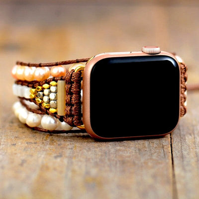 Lindas pérolas Boho Apple Watch Band Wrap