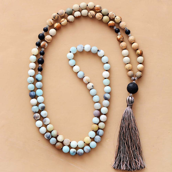 Mala Necklace Jasper and Amazonite 