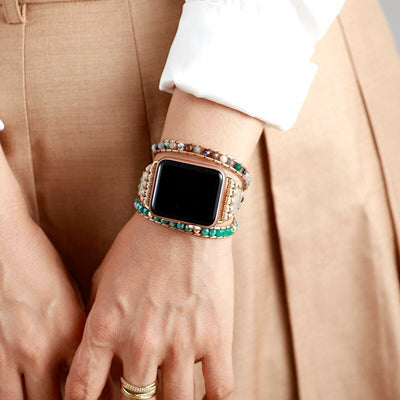 Enveloppement de bracelet Apple Watch en perles mystiques