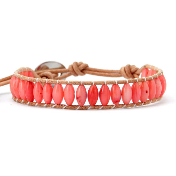Handmade Pink Coral Beaded Bracelet