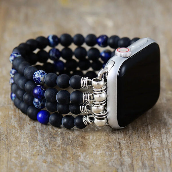 Onyx Beaded Watch Band For Apple Watch