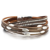 Rhinestones Leather Wrap Bracelet For Women
