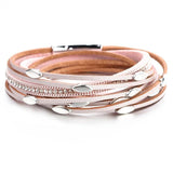 Rhinestones Leather Wrap Bracelet For Women