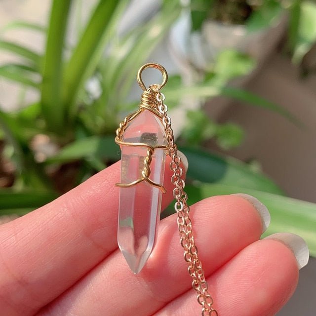 Wire Wrapped Crystal Pendulum Necklace