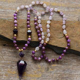 Pendulum Necklace String Knotted with Amethyst - Moon Dance Charms