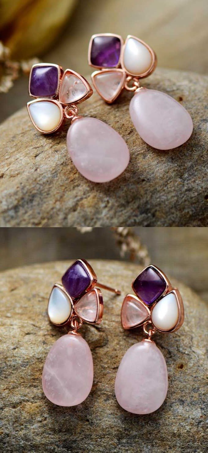 Pure Love Rose Quartz Crystal Earrings - Moon Dance Charms