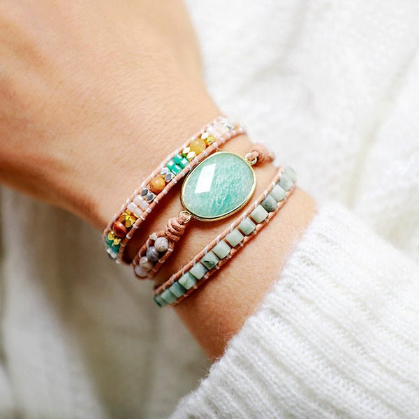 Romance Leather Wrap With Amazonite - Moon Dance Charms
