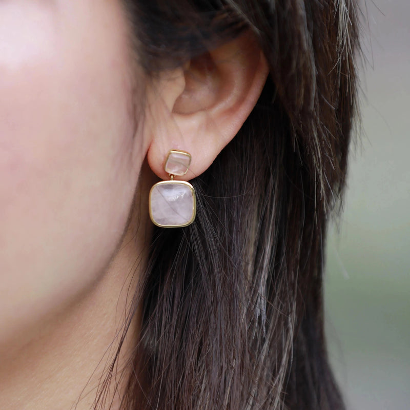 Rose Quartz Crystal Earrings - Moon Dance Charms