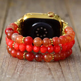 Scarlet Agate Beaded Apple Watch Strap - Moon Dance Charms