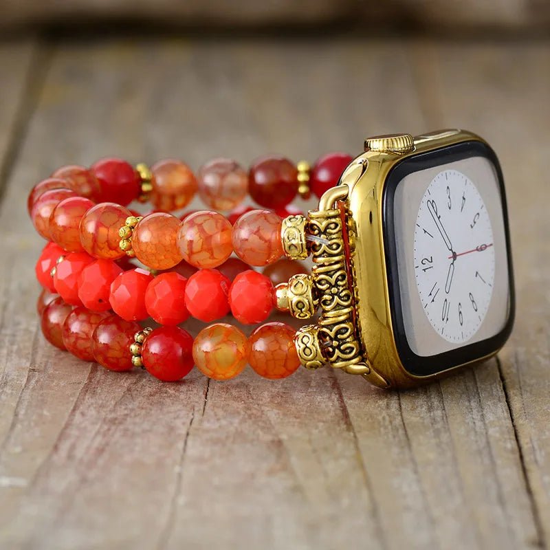 Scarlet Agate Beaded Apple Watch Strap - Moon Dance Charms