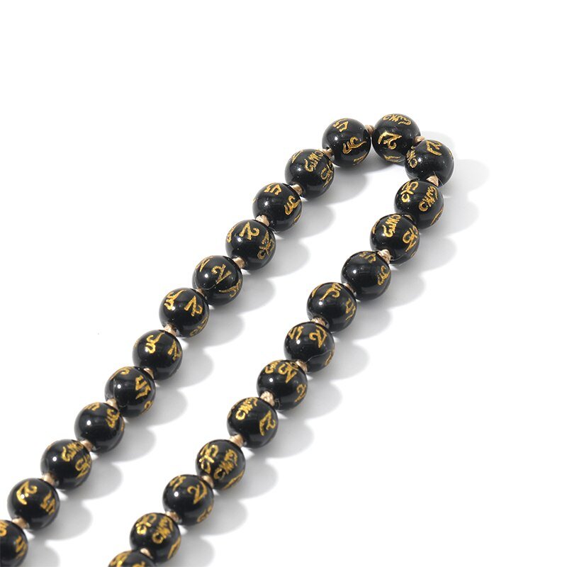 Fashion Obsidian Bead Necklace Men Simple Handmade Round Black Beaded  Necklace | eBay