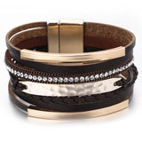 Rhinestones leather Wrap Bracelet