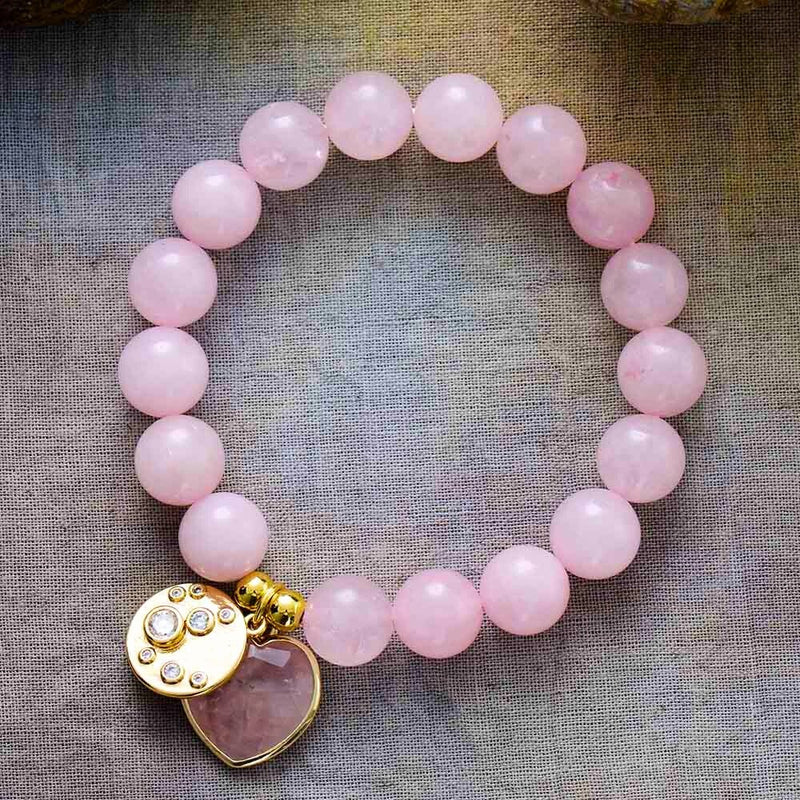 The Love and Healing Rose Quartz Crystal Bracelet Moon Dance Charms