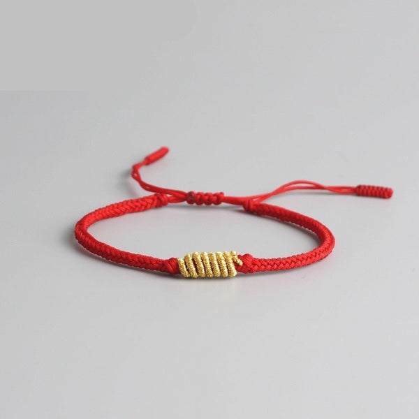 Tibetan Red String Bracelet Buddhist Lucky Charm