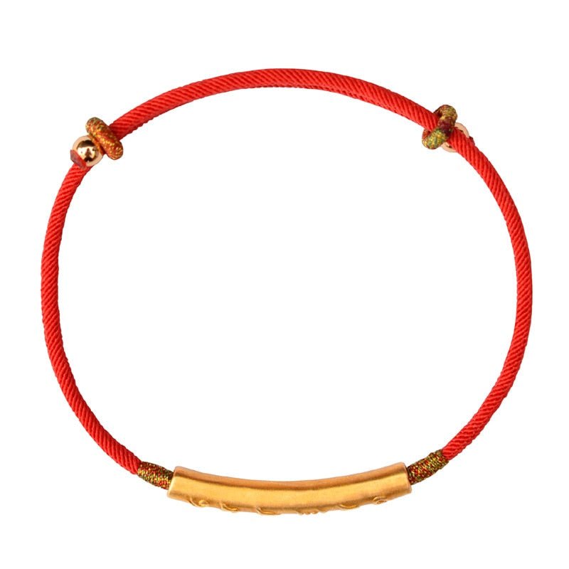 Tibetan Red Sting Bracelet with Buddhist Lucky Mantra - Moon Dance Charms