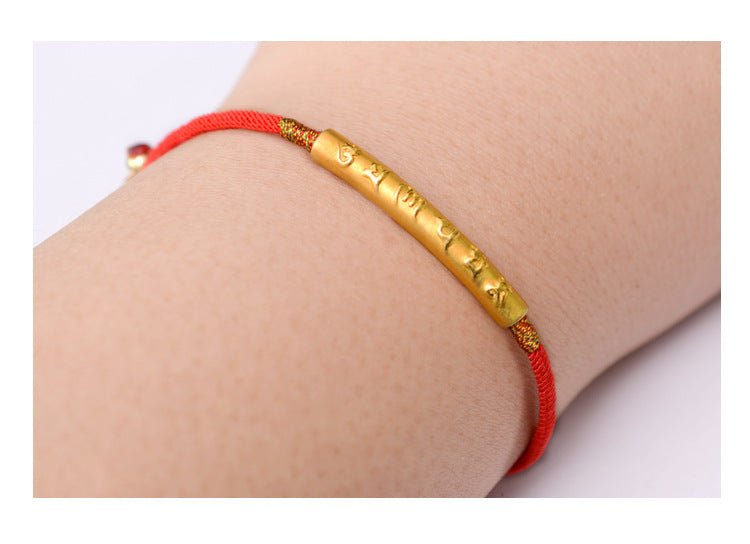 Tibetan Red Sting Bracelet with Buddhist Lucky Mantra - Moon Dance Charms