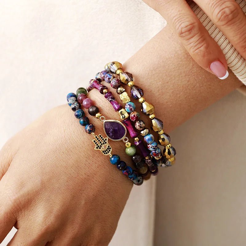 Tourmaline Amethyst Bracelet Love Protection Moon Dance Charms tourmaline-amethyst-bracelet-love-protection-moon-dance-charms