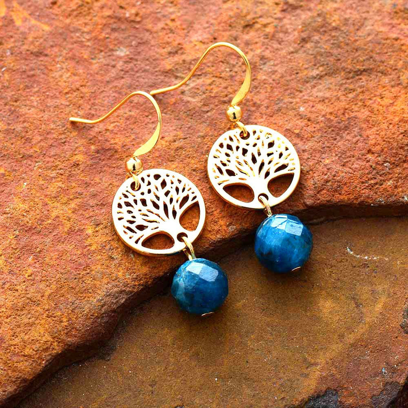 Tree of life Apatite Stone Earrings - Moon Dance Charms
