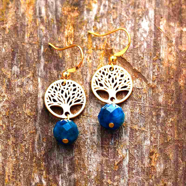 Tree of life Apatite Stone Earrings - Moon Dance Charms