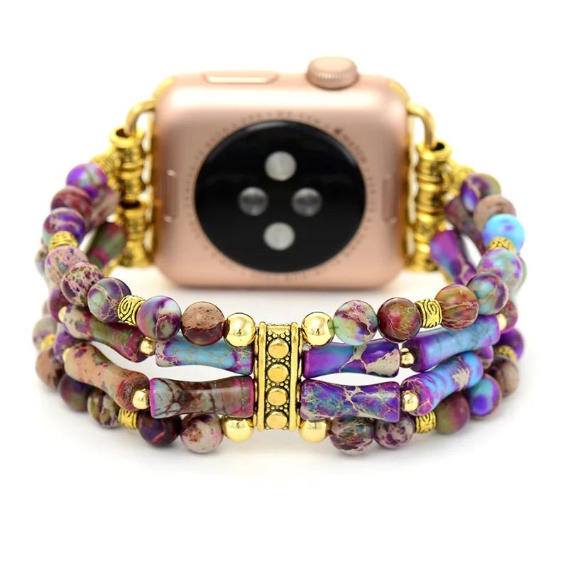 Violet Gem Beaded Apple Watch Band Stretch - Moon Dance Charms