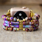 Violet Gem Beaded Apple Watch Band Stretch - Moon Dance Charms