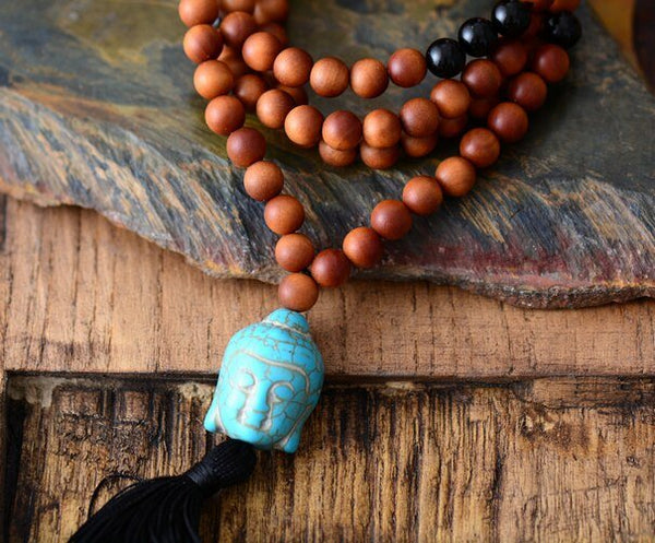 Wooden Mala Beads Necklace